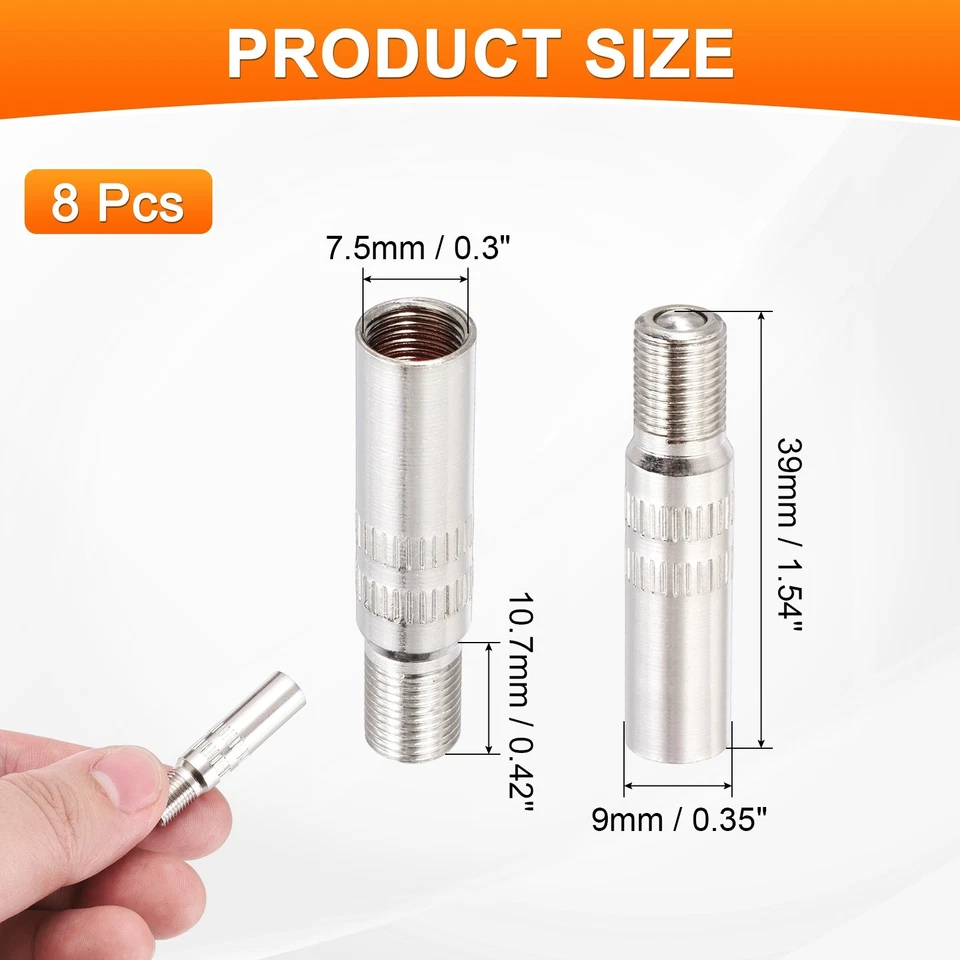 8Pcs 39mm Double Seal Valve Stem Cap Copper Nickel Plated Inflate Tire Valve Foto 2 de 4