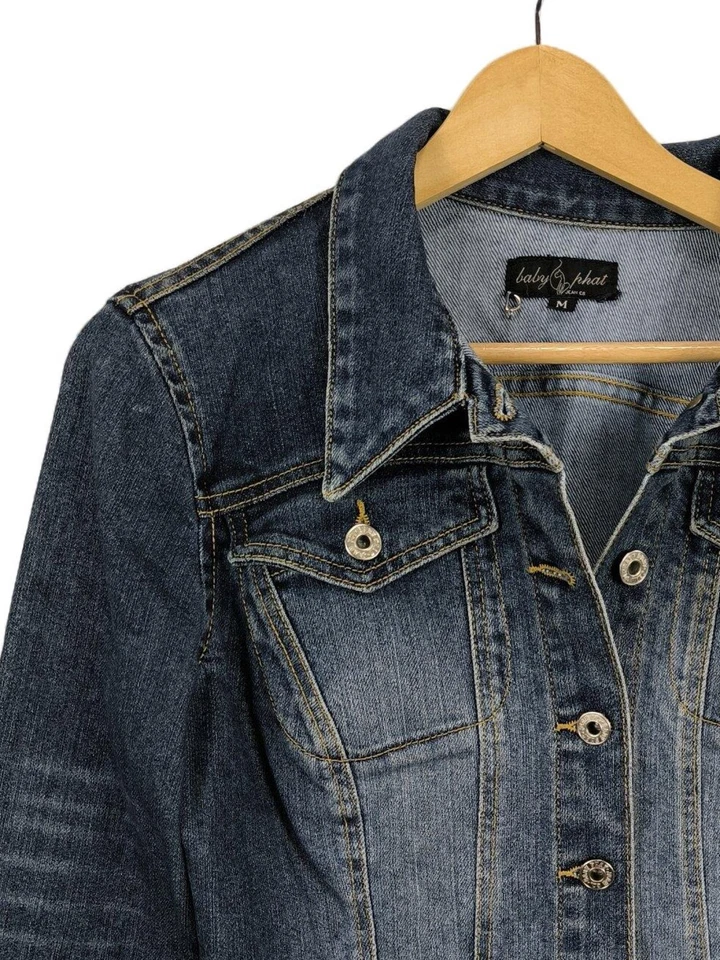 BABY PHAT Cazadora vaquera Mujeres Chaqueta Talla EU 38 negro look casual - Imagen 3 de 4