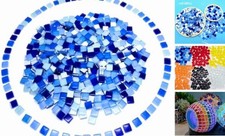 500G/ 1.1LB Bulk Crystal Mosaic Tiles, Assorted Color Opaque Mosaic Blue Series