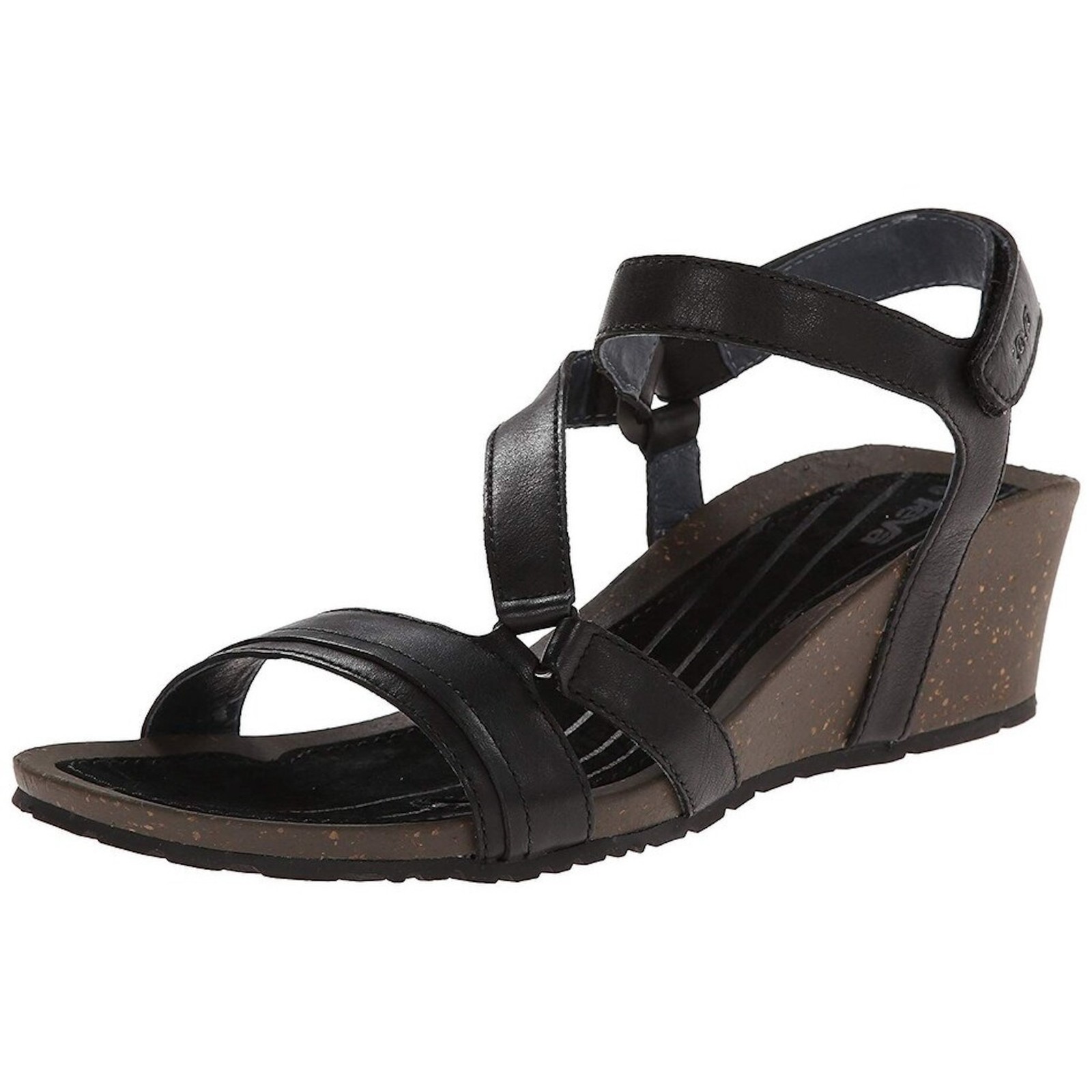 APL TEVA Cabrillo sandalo incrociato zeppa donna nero pelle cinturino misura 7 5
