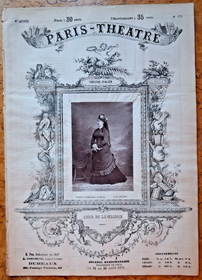 LIEBERT Photoglyptie Anna de Lagrange Revue Paris-Théâtre 1876 Sopran Oper