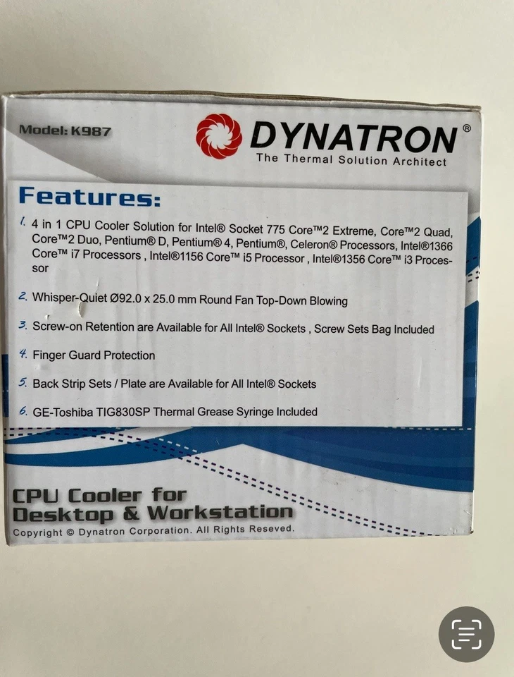 Dynatron 92mm 3U 4-in-1 Intel Fan & Heatsink K987 CPU Cooler Desktop/Workstation - Image 3 of 4