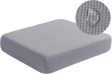 Water-Resistant Stretch Sofa Cushion Covers, Washable Light Gray 1 Seater