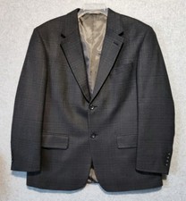 Oscar de La Renta Mens Lambswool Windowpane Sport Coat Blazer Jacket 42R Gray