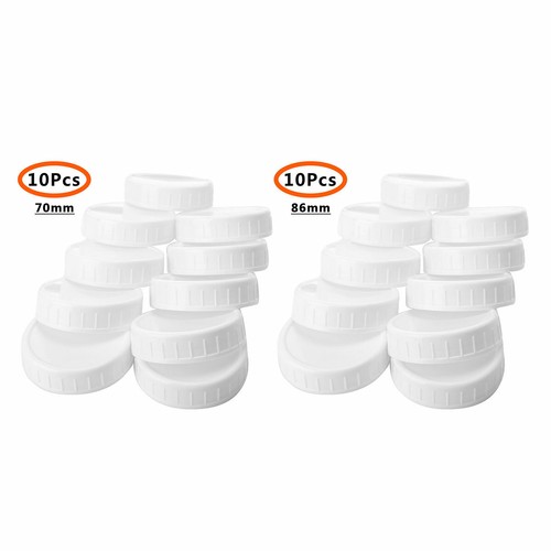 20/10 Plastic Storage Caps Lids Ribbed for Wide/Regular Mouth Mason Jar Bottle - Foto 1 di 48