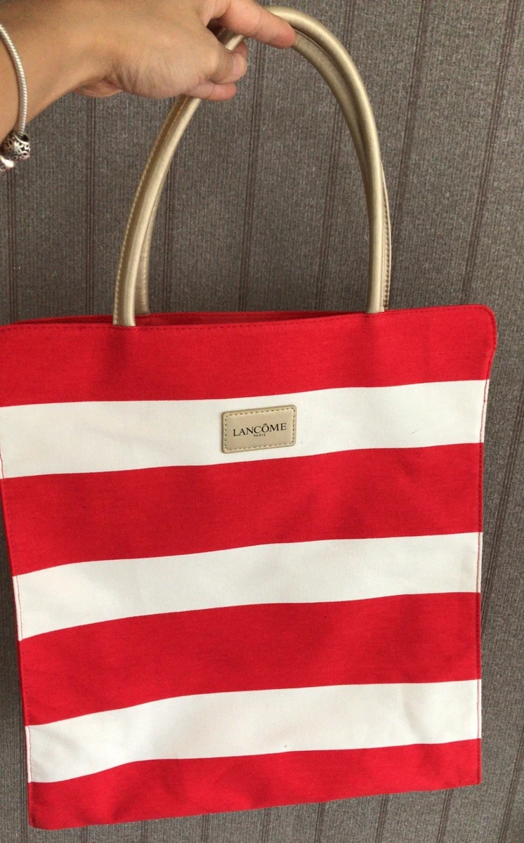 Lancome Tragetasche Canvas gro e Geldb rse Wassertasche Sommer Strand rot wei g