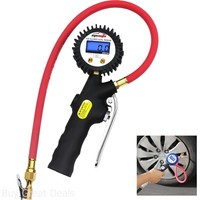 Tire Inflator With Digital Pressure Gauge And Straight Lock On Open Air Chuck Tire Inflator With Digital Pressure Gauge And Straight Lock On Open Air Chuck