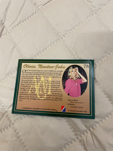 Tarjeta de música RARA Olivia Newton John ACM Collect a Card #75 - Imagen 2 de 2