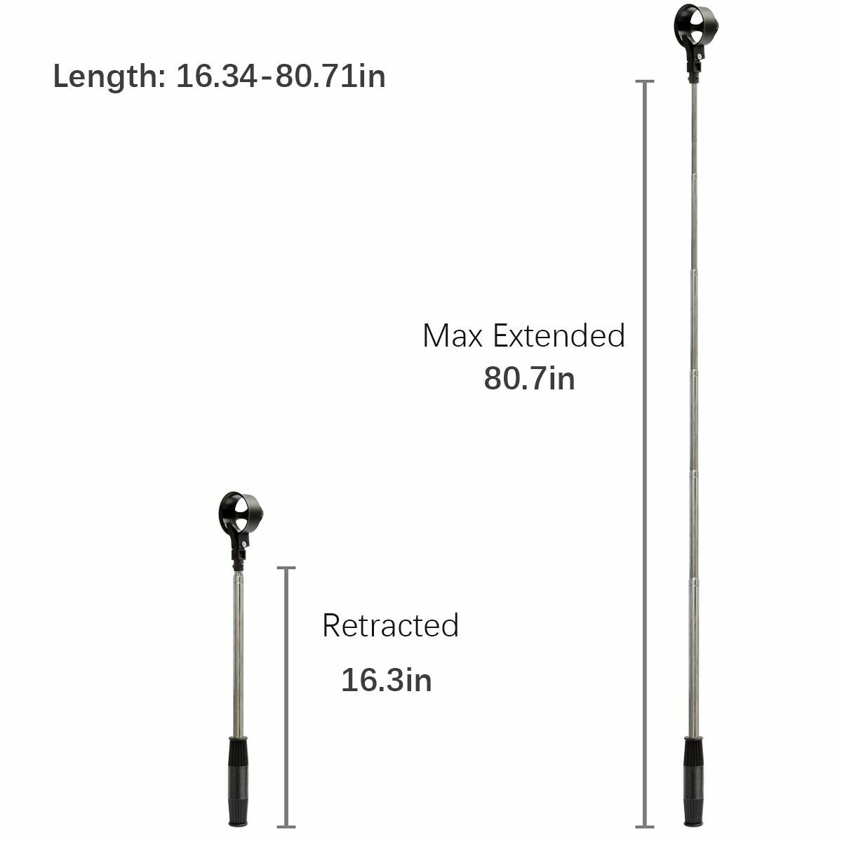 Ball Retriever Telescopic - 8 Sections, Extends To 2 Meters (6.7ft), Sturdy Extensible Stainless Steel Shaft - Black - Walmart Supplies
