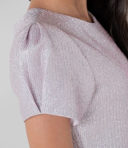$218 Zoe Ltd Kid's Girl's Pink Willow Ribbed-Metallic Dress Size 14 - Picture 3 of 4