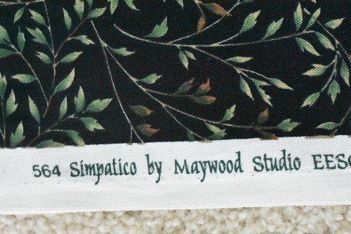 By 1/2 Yd, Green & Brown Leaves on Black Quilt Cotton, Maywood, Simpatico, B1522 - Picture 6 of 6