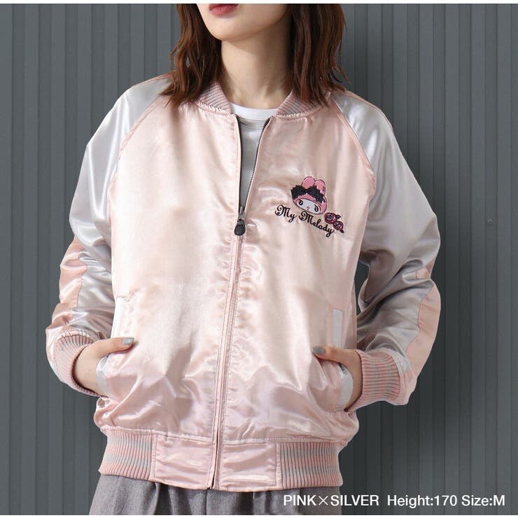 ジャケット RONRON MY MELODY SUKAJAN JACKET 4BNY578 Sanrio - My Melody Sukajan Bomber Jacket (Black