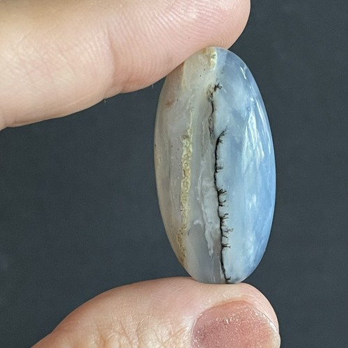 24.2ct 33.7x16.9x6.6mm Picture Like Blue Peruvian Opal Smooth Oval Cabochon Gem - Picture 4 of 12