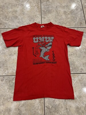 Vtg ADULT S/M 1990 UNLV Rebels NCAA Basketball Final Four T-Shirt