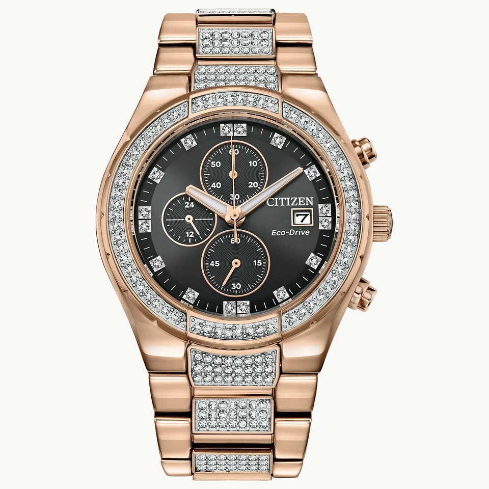 Citizen Eco-Drive Men's Chronograph Rose Gold Crystals Watch 42mm CA0753-55E