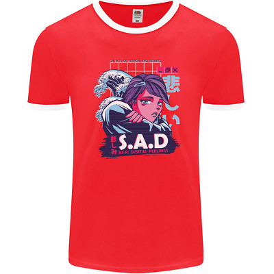 Musik Vaporwave Anime Girl Emo SAD Herren Ringer T-Shirt FotL