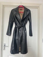 Massimo Dutti Leather Jacket Trench Coat Size M /38/ 10 Black