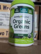 Purely Inspired Organic Greens Unflavored Gluten Free Biotin Probiotics Vegan