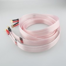 Cavo altoparlante piatto HiFi placcato argento 8 AWG OCC cavo con spina a Y placcata oro