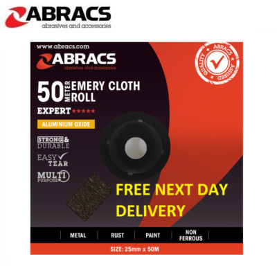 ABRACS 25/50 mm x 50 m ROLLE ALLE Körnungen blau Köper Schmirgel Gewebeband Technikqualität