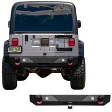 Vijay Black Steel Rear Bumper Fits 1997-2006 Jeep Wrangler Tj Wd-rings