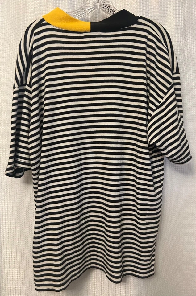 Top de mujer de colección años 90 No Boundaries Plus negro blanco amarillo talla grande 20W abstracto Foto 2 de 4