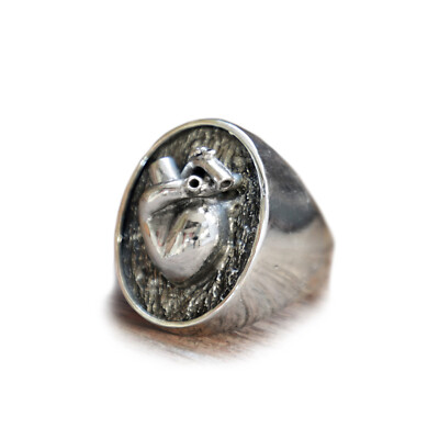 Human Heart gothic Ring man sterling silver Anatomical biker love gothic  boho