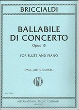 BRICCIALDI BALLABILE DI CONCERTO OPUS 15 PER FLAUTO E PIANOFORTE LIBRO MUSICALE IMC NUOVO
