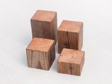 Rustic Weathered Wood Display Block Set —  Ornament Jewellery Plinth Riser Block