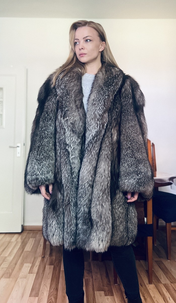SALE SALE Pelzmantel Crystal Silberfuchs Fuchsmantel Fuchsjacke fur coat