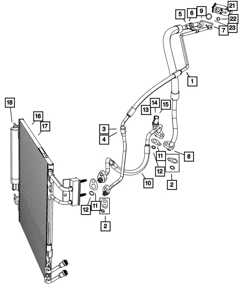 Подлинный конденсатор кондиционера Mopar 2007-2011 Jeep Wrangler 55056726AA - Изображение 2 из 2