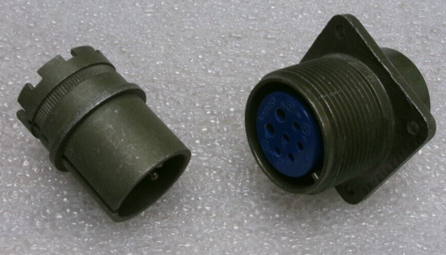 AMPHENOL MS3106A18-9P + 9S CIRCULAR PLUG & SOCKET SET 5#16 2#12 7-Pin ...
