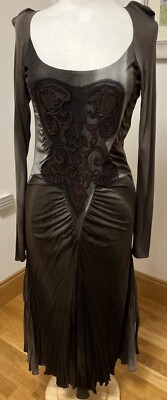 Roberto Cavalli fit and flare beaded evening dress size 14