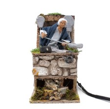 Pastore per Presepe in Movimento Uomo con Attrezzi Statuina Terracotta 10 cm