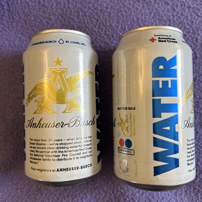 FULL GOLD EAGLE Anheuser Busch BUDWEISER Drinking Water Bud Test Beer Can Red X