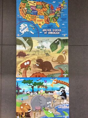 3 PLAY MONSTER PUZZLES.. USA Made! Colors, Shapes and Sizes Puzzles