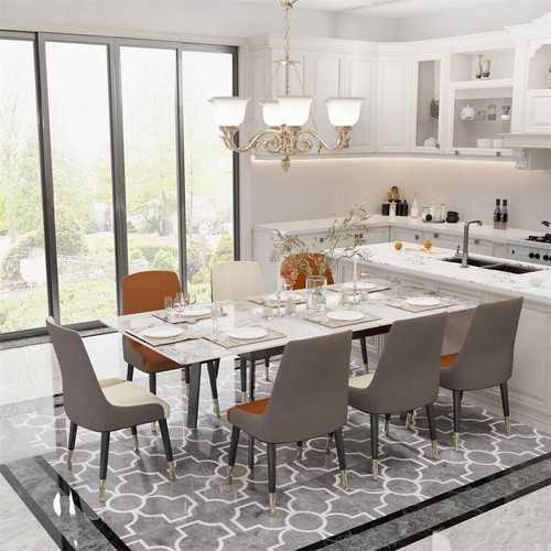 Flexible Extendable Dining Tables Sintered Stone Top w/ High Strength Metal Legs - Picture 3 of 25