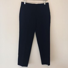 ASOS Womens Sz 4L Long Cropped Dress Pant Trousers Tapered Leg Pockets Black 838