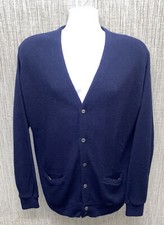 Vtg Arnold Palmer Mens Blue Acrylic USA Made Cardigan Sweater Size L