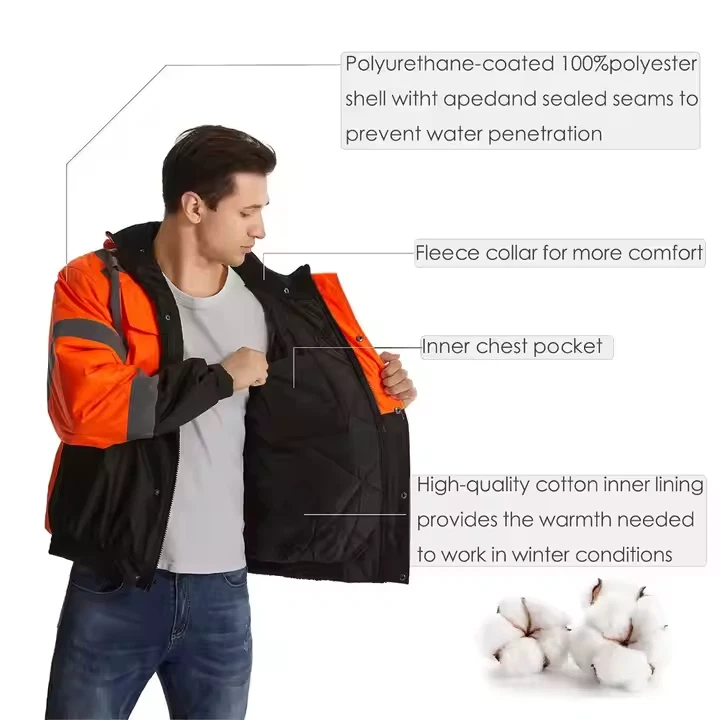 Hi-Vi изолированная водонепроницаемая светоотражающая защитная куртка со съемным капюшоном Lightweig - Изображение 3 из 4