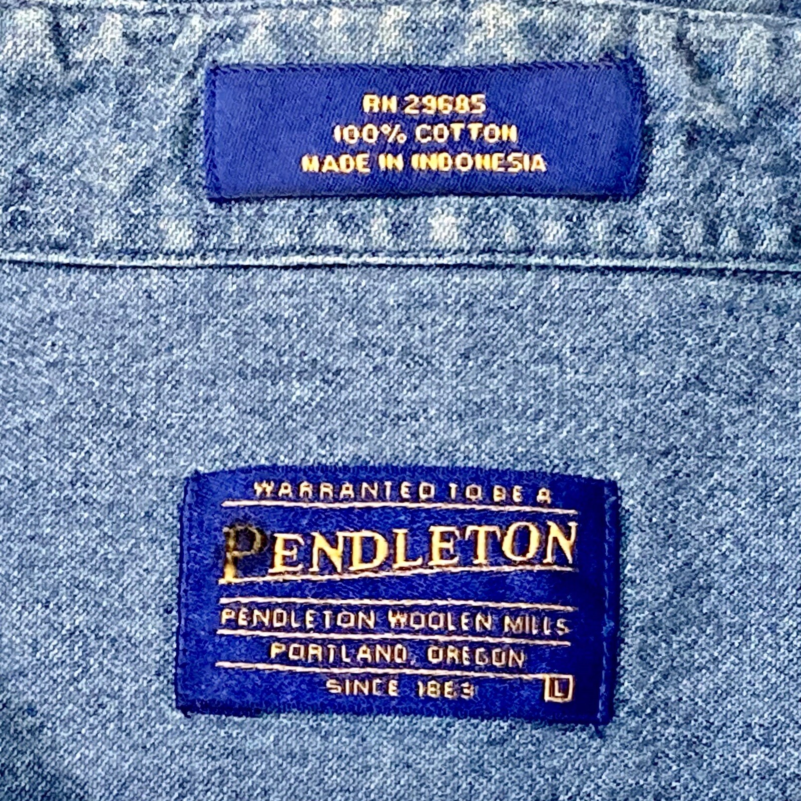 Pendleton Men's Button Down Dress Denim Shirt - H… - image 7