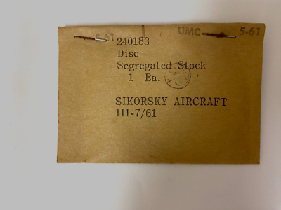Sikorsky Segregated Stock Disc, Valve Fire Extinguisher P/N 240183