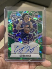 2023-24 Mosaic Colby Jones  Rookie RC Scripts Auto RS-CBY Kings Green Ice Prizm