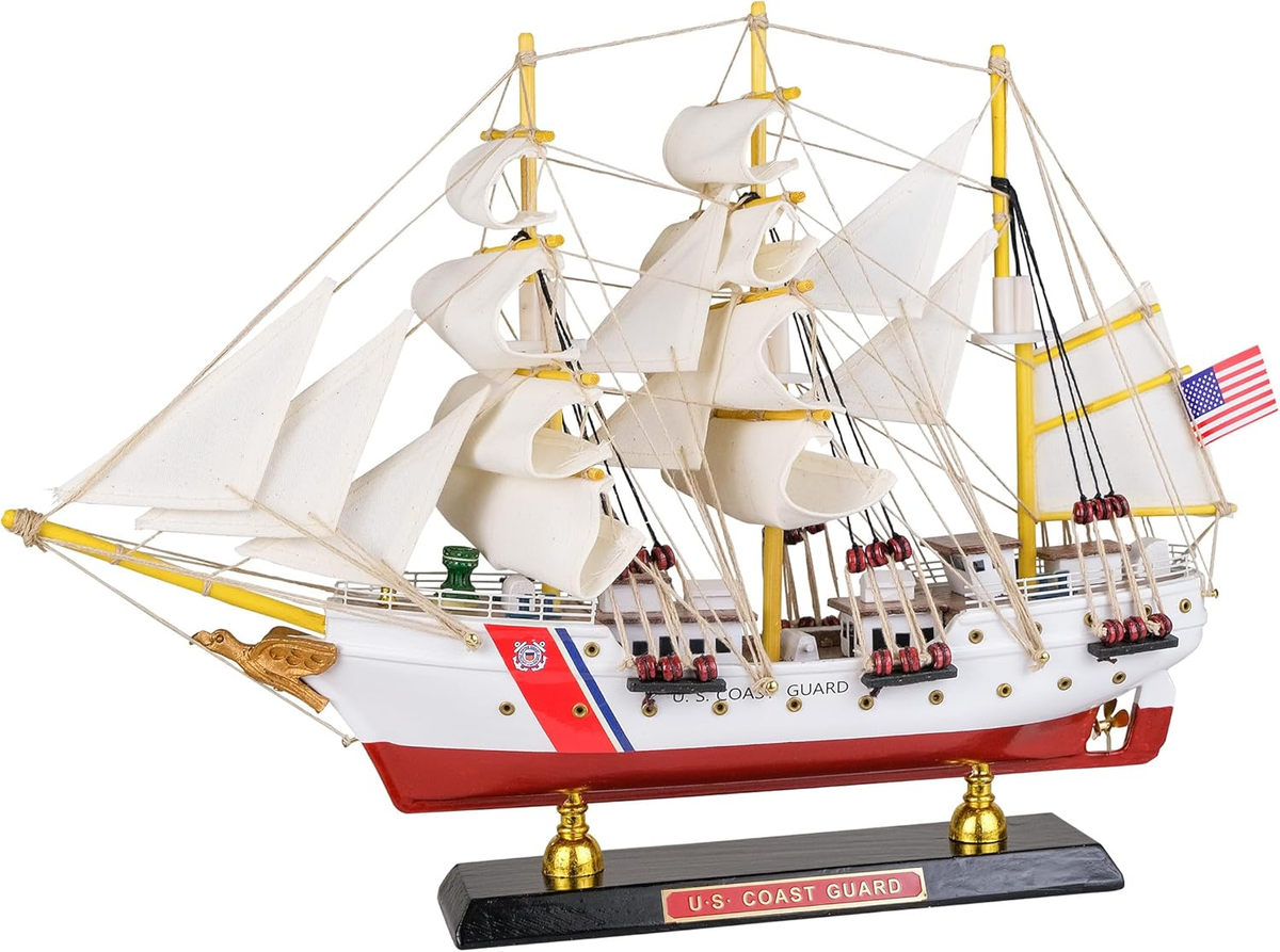 U.S. COAST GUARD 木製モデル船 約60cm Wooden Model Ship US Coast Guard Eagle Barque Ship Model Sailboat