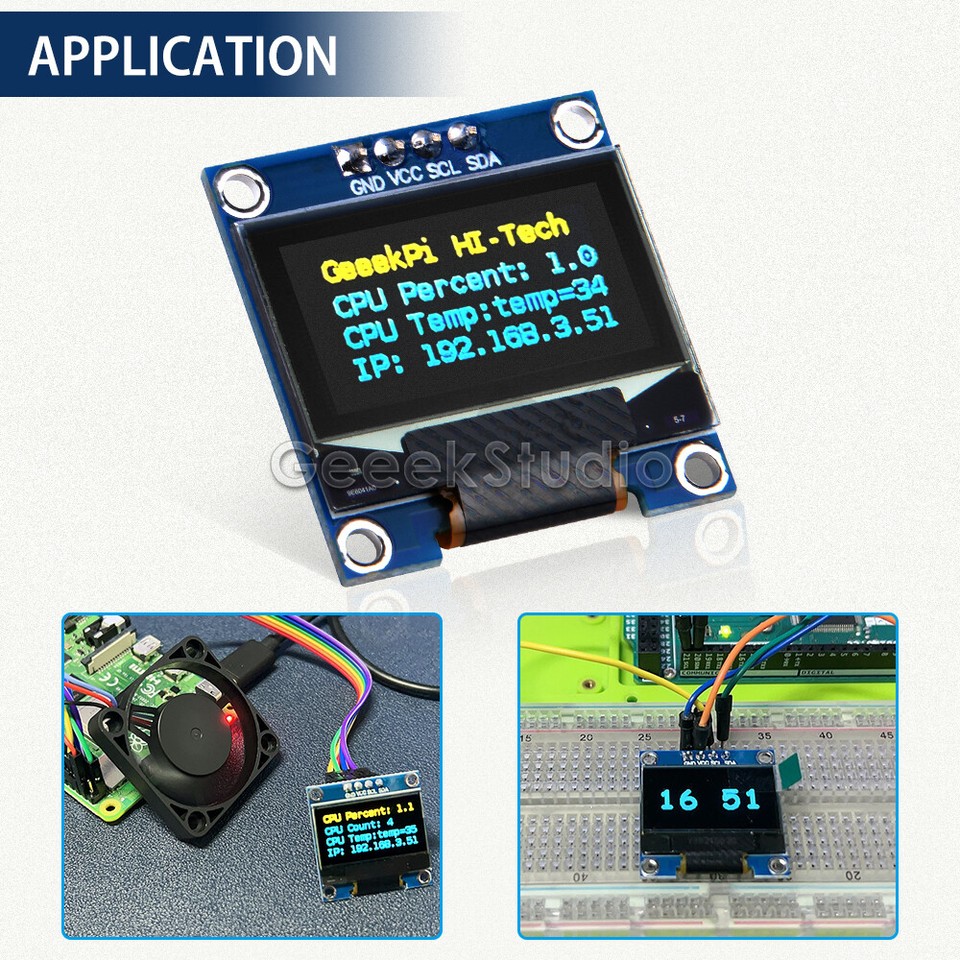 I2C IIC 0.96 Inch OLED Display Module 128X64 Two-Color Display for ...
