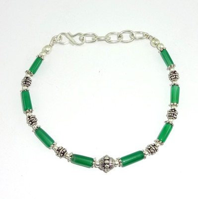 NATURAL GREEN ONYX GEMSTONE 4 MM BEADED BEAUTIFUL CHARMING BRACELETS 8 GRAMS