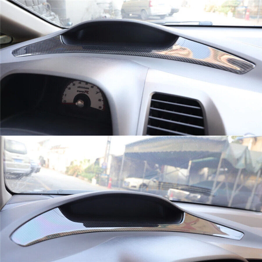 Carbon Fiber Look Middle Control Speedometer Strip Trim For 2006-11 Honda Civic Foto 3 de 4