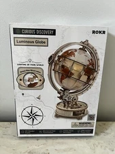 NIB ROKR CURIOUS DISCOVERY LUMINOUS GLOBE 3D WOODEN PUZZLE SEALED BOX