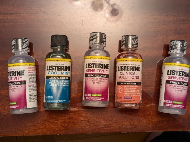 five 5 bottle travel New Listerine Mouthwash 24hr Tooth Relief Protection