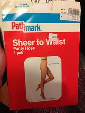 WOW  Vintage Pathmark sheer to waist white pantyhose pet / med